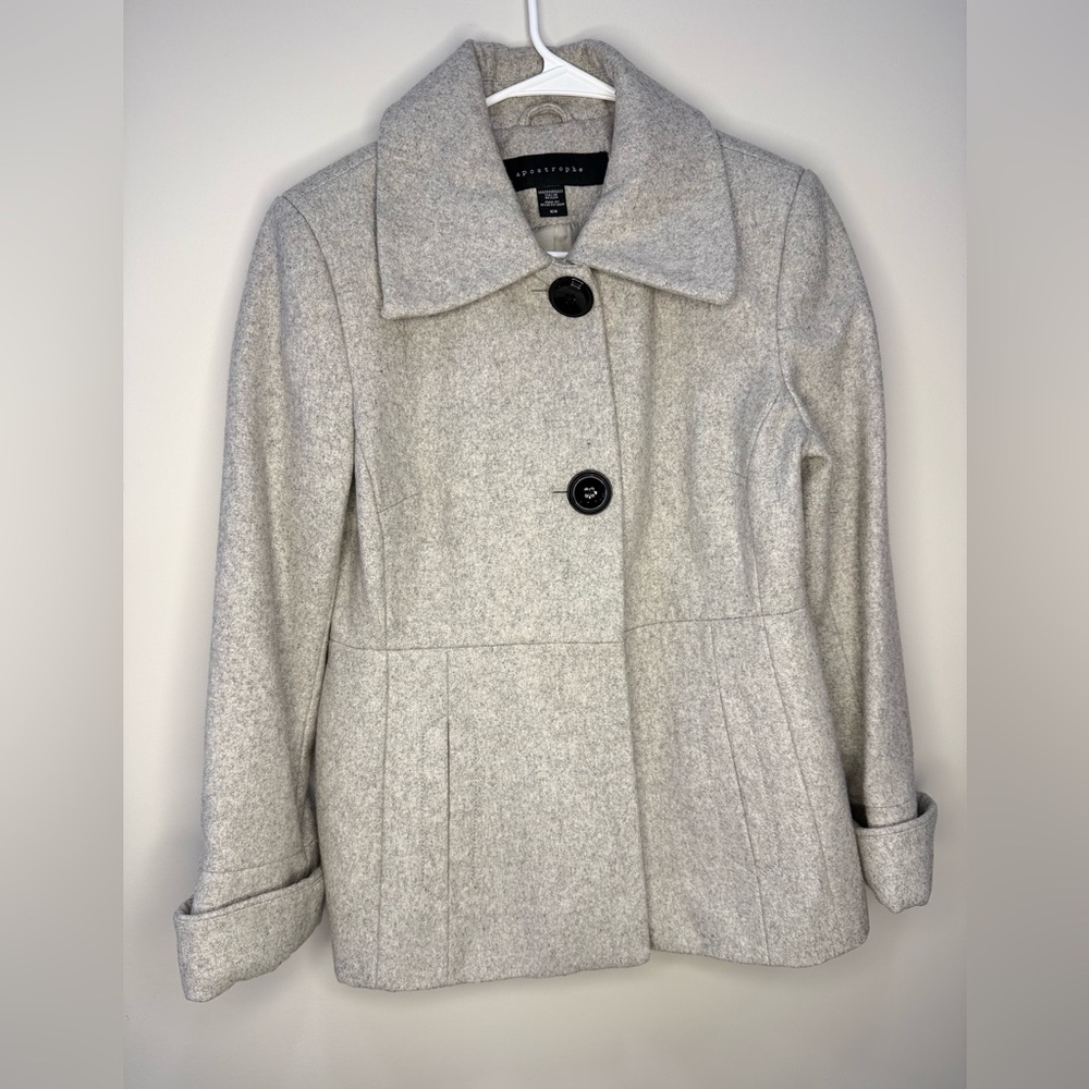 Apostrophe Light Gray Women's Pea Coat M